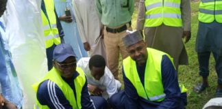 Planting of the 500 assorted trees in session at the hospital on Thursday.