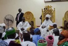 Lamido, Maiha and others during the thank you visit by family, friends and associates of NSA, Mallam Nuhu Ribadu at Lamido's palace on Friday.