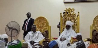 Lamido, Maiha and others during the thank you visit by family, friends and associates of NSA, Mallam Nuhu Ribadu at Lamido's palace on Friday.