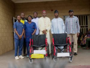 Bishop Mamza with hospital staff during the occasion in Yola.