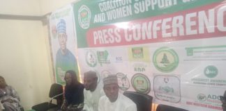 The group during the press conference in Yola on Saturday.