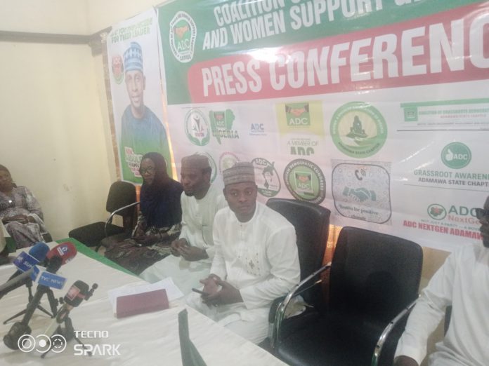 The group during the press conference in Yola on Saturday.