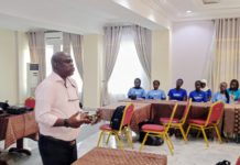 Oluseyi Olosunde making his presentation in Yola on Wednesday.