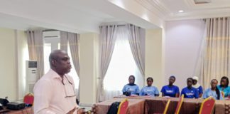 Oluseyi Olosunde making his presentation in Yola on Wednesday.