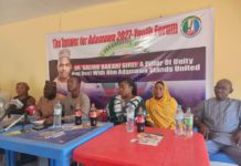 The Adamawa youth forum press conference in session on Monday in Yola.