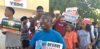 The protest in session.