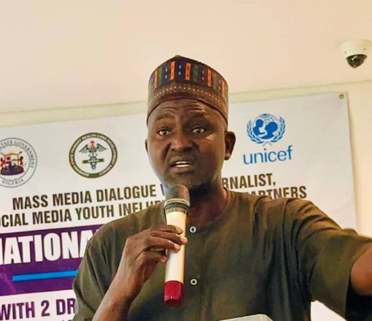 Dr. Sulaiman Bashir making his presentation during the mass media dialogue in Yola on Wednesday.