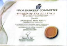 The certificate of honour given to Adamawa CP by the Bankers' ctee.