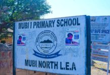 Sign post of Mubi one primary school.