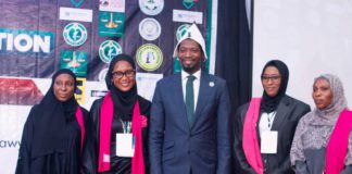 Akangbe SAN in a group photo with some members of NBA Yola Branch during the Law week in Yola.