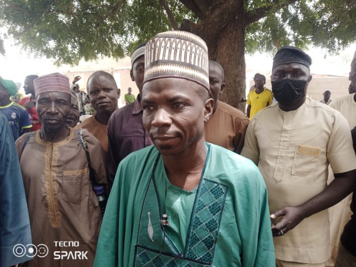 The head of Sankom village, during an interview with reporters on the sidelines of the working visit to access the success of WASH and other related projects in his domain on Thursday. The head of Sankom village, during an interview with reporters on the sidelines of the working visit to access the success of WASH and other related projects in his domain on Thursday.