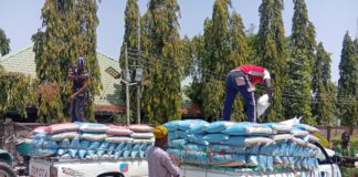 The loaded food items on their way to the various constituencies.