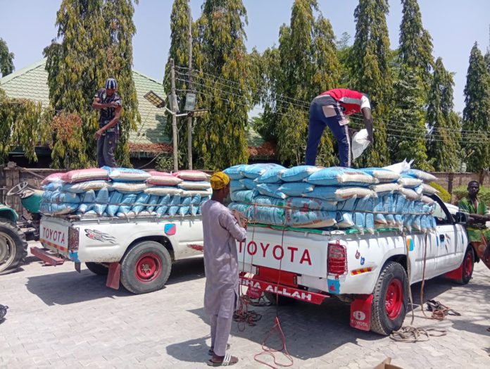 The loaded food items on their way to the various constituencies.