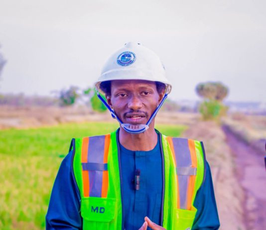 MD/CEO of UBRBDA Yola during an onsite visit to Geriyo irrigation facility in Yola on Tuesday.