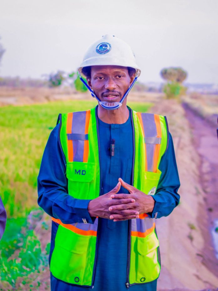 MD/CEO of UBRBDA Yola during an onsite visit to Geriyo irrigation facility in Yola on Tuesday.