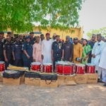 The musical instruments being donated to the federal fire service in Yola on Thursday.