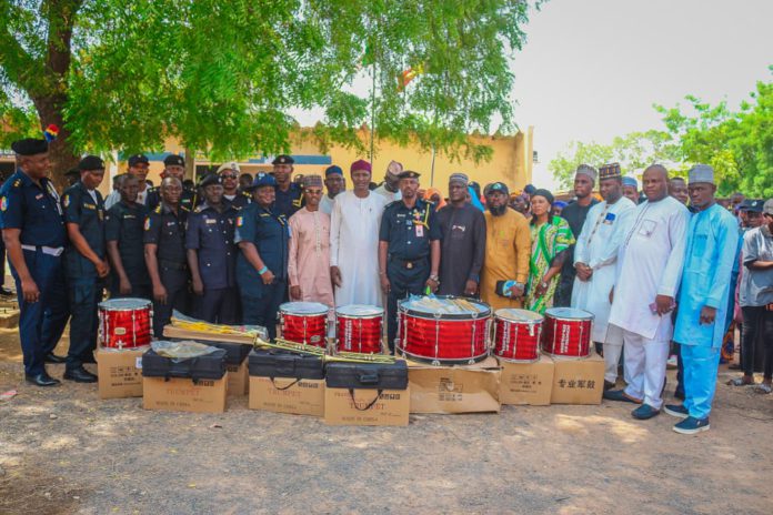 The musical instruments being donated to the federal fire service in Yola on Thursday.