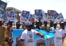 Supporters of Ahmed Galadima during the occasion on Monday in Yola.