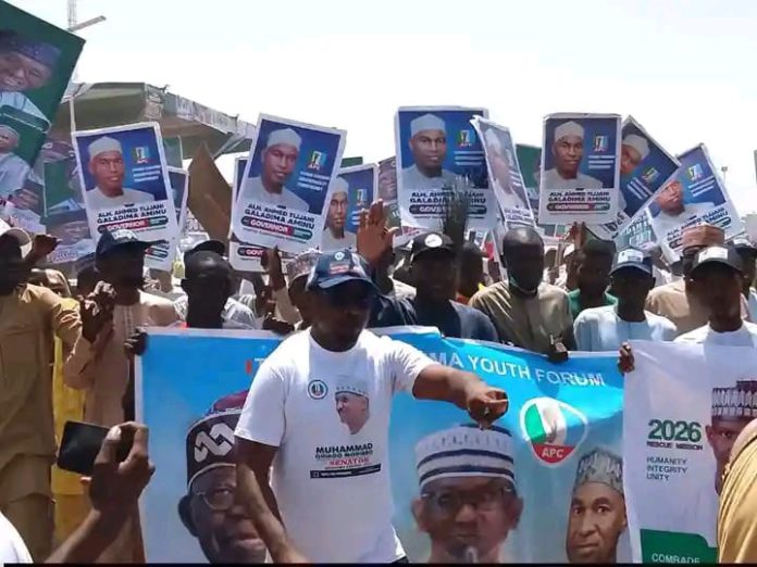 Supporters of Ahmed Galadima during the occasion on Monday in Yola.