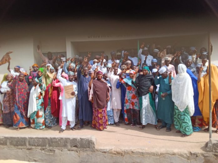 Supporters of Binani in Jada who defected from ADC to NDC recently.