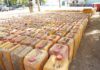 Some of the smuggled Petroleum on display.