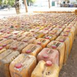 Some of the smuggled Petroleum on display.