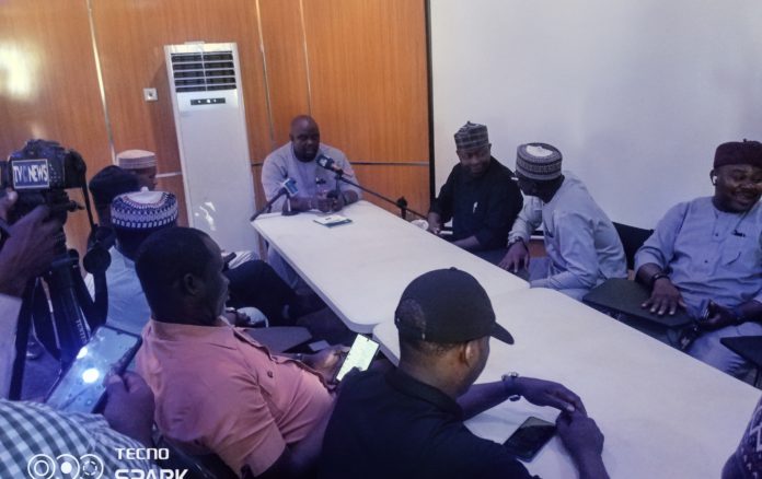 The aggrieved reps aspirant at a press conference in Yola on Friday.