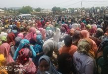 ‎Crowd of party faithful during the tour at Bako in Yola.