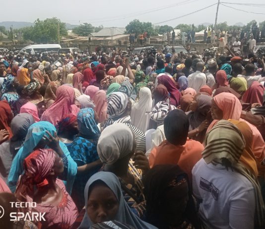 ‎Crowd of party faithful during the tour at Bako in Yola.