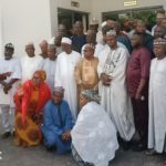 Namdas and members of his guber campaign council after the high level meeting in Yola on Sunday.