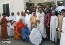 Namdas and members of his guber campaign council after the high level meeting in Yola on Sunday.
