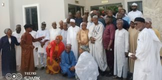 Namdas and members of his guber campaign council after the high level meeting in Yola on Sunday.