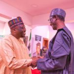 Ribadu and Fintiri in a warm embrace.