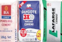 Some major cement brands in Nigeria.