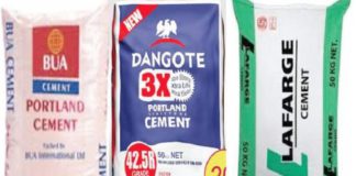 Some major cement brands in Nigeria.