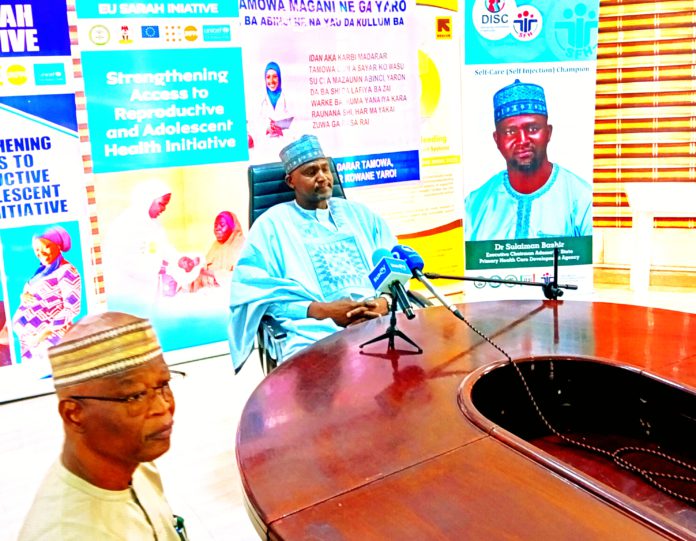 Dr. Bashir Sulaiman delivering his address during a media round table on maternal, newborn and adolescent engagement in Yola on Wednesday.