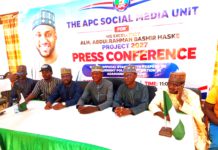Haske’s social media dumps APC over irreconcilable differences, pitches tent with APM The media team during the press conference on Saturday.