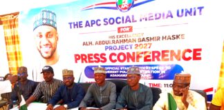 The media team during the press conference on Saturday.