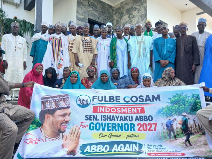 A group picture of the Ardo's and the Abbo's campaign directorate alongside the running mate taken after the endorsement meeting on Friday in Yola.