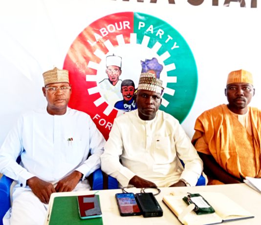 From left to right: The DG Abbo guber campaign organization, Hon Abubakar Usman Damare, the chairman of LP, Theman Jonah and the Secretary of the party, Kamaludden Jibrilla Aliyu, during the reconciliation meeting at the party secretary on Saturday in Yola.