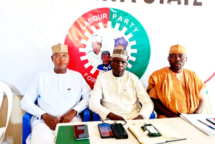 From left to right: The DG Abbo guber campaign organization, Hon Abubakar Usman Damare, the chairman of LP, Theman Jonah and the Secretary of the party, Kamaludden Jibrilla Aliyu, during the reconciliation meeting at the party secretary on Saturday in Yola.